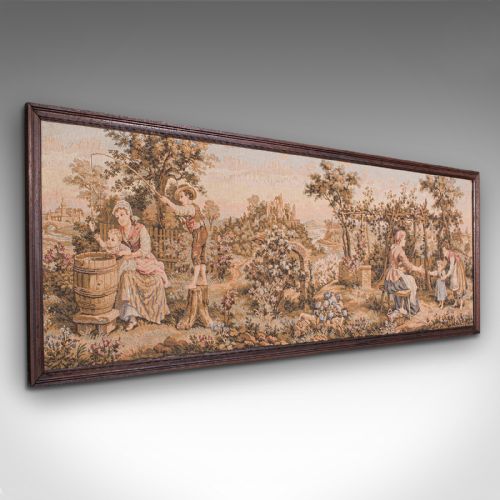 Antique 5' Panoramic Tapestry, French, Needlepoint, Display Panel, Edwardian