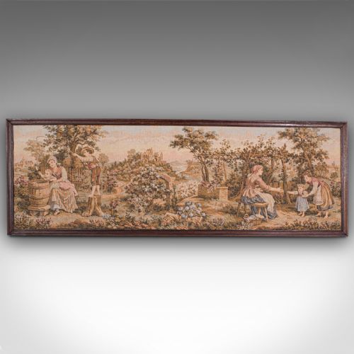 fig 1. Antique 5' Panoramic Tapestry, French, Needlepoint, Display Panel, Edwardian