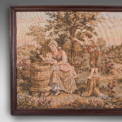 fig 3. Antique 5' Panoramic Tapestry, French, Needlepoint, Display Panel, Edwardian