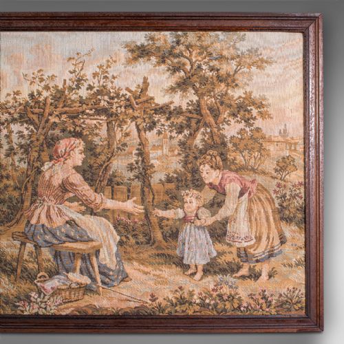 fig 4. Antique 5' Panoramic Tapestry, French, Needlepoint, Display Panel, Edwardian