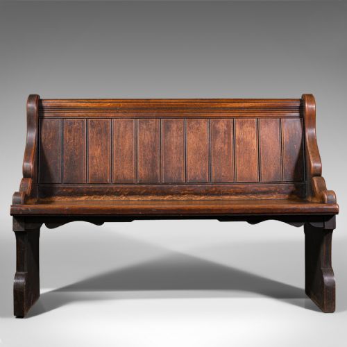 fig 1. Antique Free-standing Pew, Scottish, Oak, Bench Seat, Ecclesiastical, Victorian