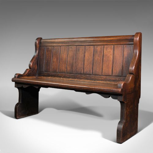 fig 2. Antique Free-standing Pew, Scottish, Oak, Bench Seat, Ecclesiastical, Victorian