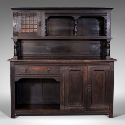 fig 1. Large Antique Housekeeper's Cabinet, Dresser, Arts & Crafts, After Liberty, 1910