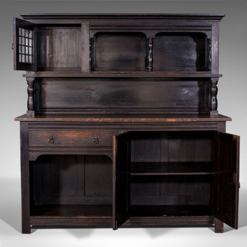 fig 3. Large Antique Housekeeper's Cabinet, Dresser, Arts & Crafts, After Liberty, 1910