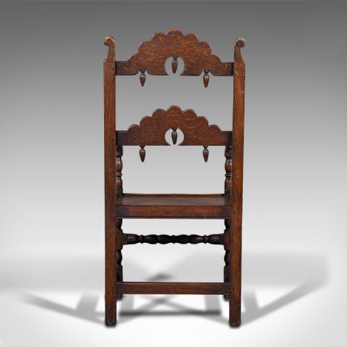 fig 5. Antique Carved Elbow Chair, Oak, Side, Hall Seat, Jacobean Revival, Victorian