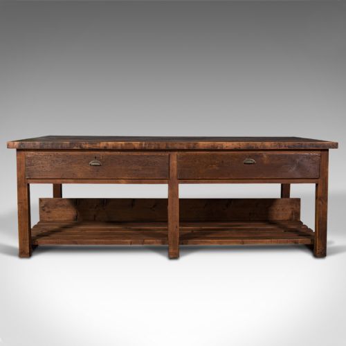 fig 1. Large Antique Craftsman's Table, Pine, Kitchen Island, Retail, Bench, Victorian