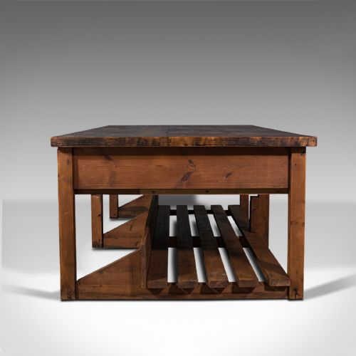 fig 2. Large Antique Craftsman's Table, Pine, Kitchen Island, Retail, Bench, Victorian