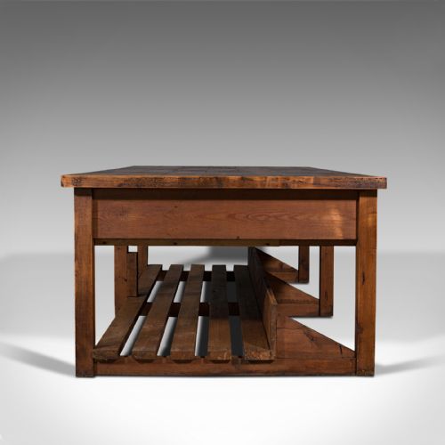 fig 3. Large Antique Craftsman's Table, Pine, Kitchen Island, Retail, Bench, Victorian
