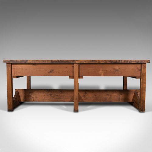 fig 4. Large Antique Craftsman's Table, Pine, Kitchen Island, Retail, Bench, Victorian