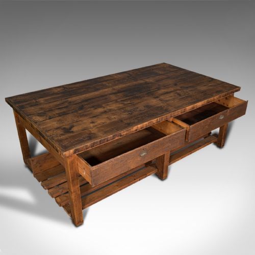 fig 5. Large Antique Craftsman's Table, Pine, Kitchen Island, Retail, Bench, Victorian