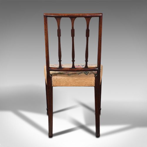 fig 5. Set Of 4 Antique Embroidered Chairs, English, Dining Seat, After Sheraton, 1780