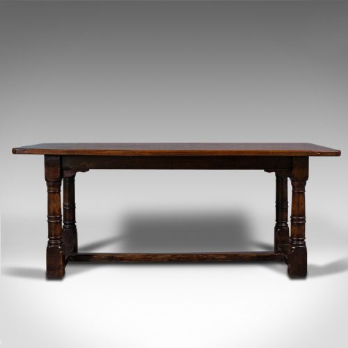 fig 4. Antique Refectory Table, English, Oak, 6 Seat, Dining, Kitchen, Victorian, 1880