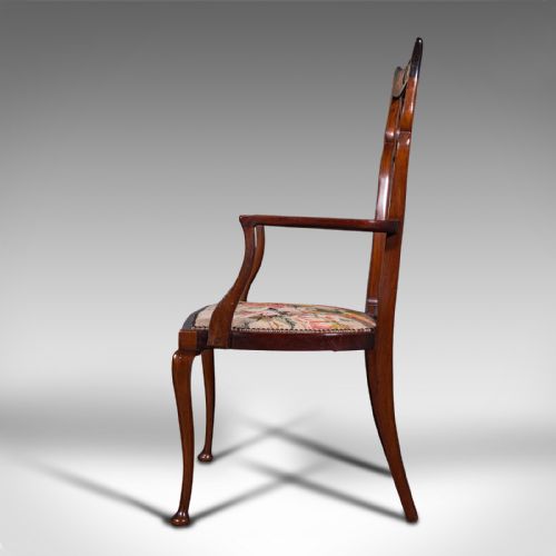 fig 3. Antique Elbow Chair, English, Occasional, Art Nouveau, Libertyesque, Victorian