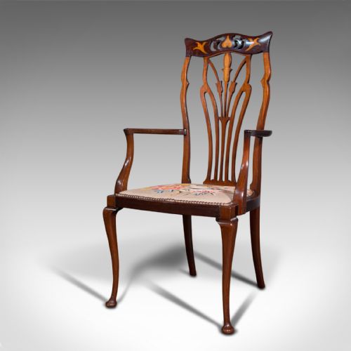 fig 4. Antique Elbow Chair, English, Occasional, Art Nouveau, Libertyesque, Victorian