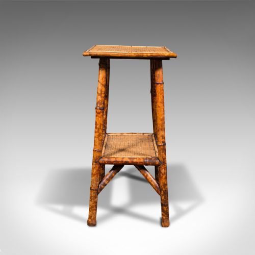 fig 3. Antique Two Tier Table, Oriental, Bamboo, Whatnot, Side, Lamp, Occasional, 1880