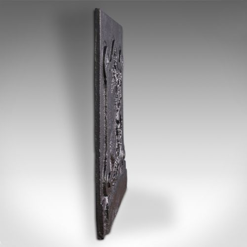 fig 3. Antique Decorative Fire Back, German, Cast Iron, Fireplace, Black Forest, C.1850