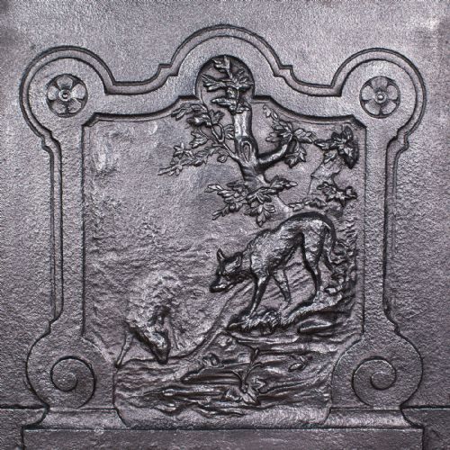 fig 4. Antique Decorative Fire Back, German, Cast Iron, Fireplace, Black Forest, C.1850