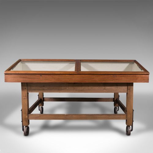fig 2. Large Antique Museum Showcase, English, Pitch Pine, Display Cabinet, Victorian