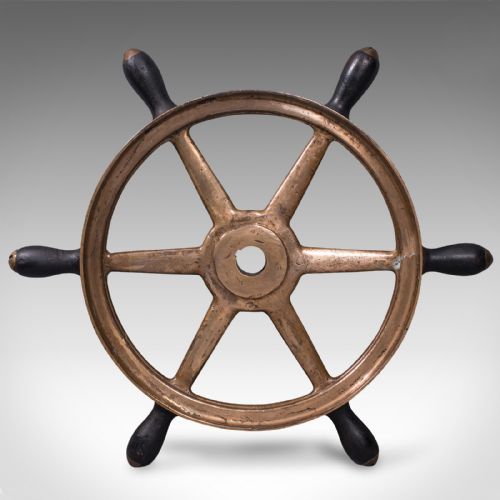 fig 1. Heavy Antique Ship's Wheel, English, Bronze, Maritime, Victorian, Circa 1850
