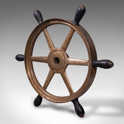fig 2. Heavy Antique Ship's Wheel, English, Bronze, Maritime, Victorian, Circa 1850