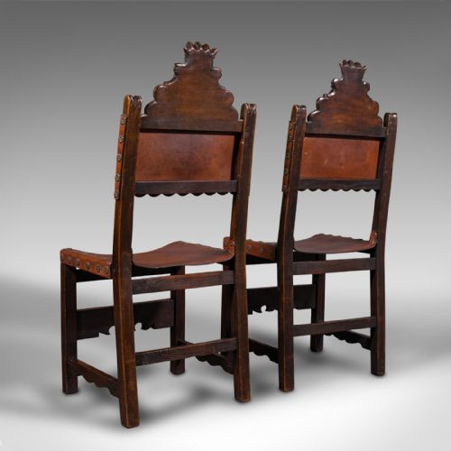 fig 5. Pair Of Antique Hall Seats, Scottish, Side Chair, Jacobean Revival, Edwardian