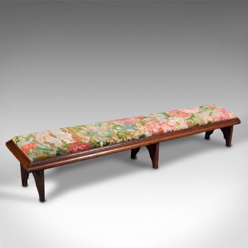 Antique Fireside Foot Rest, English, Oak, Kneeling Stool, Victorian, Circa 1850