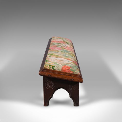 fig 3. Antique Fireside Foot Rest, English, Oak, Kneeling Stool, Victorian, Circa 1850