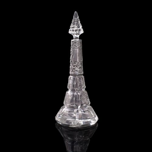 Antique Scent Bottle, English, Glass, Silver, Perfume, Hallmarked, London, 1912