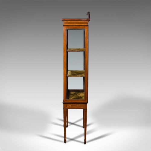 fig 4. Antique Pier Cabinet On Stand, English, Walnut, Glazed Display Case, Edwardian