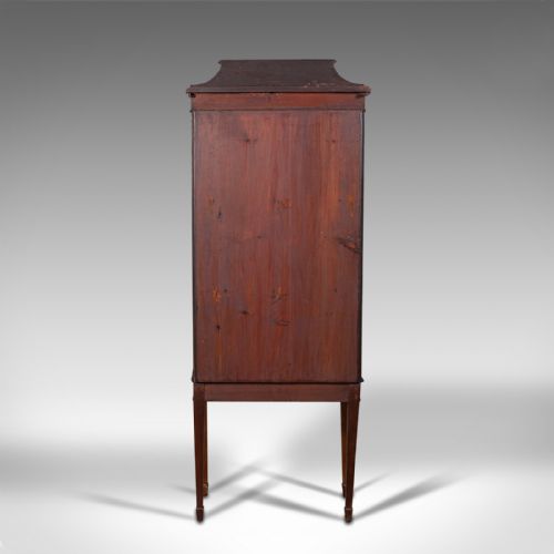 fig 5. Antique Pier Cabinet On Stand, English, Walnut, Glazed Display Case, Edwardian