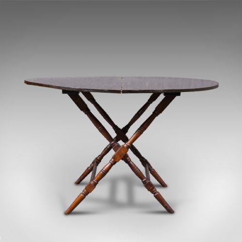 fig 4. Antique Folding Coaching Table, Welsh, Occasional, Games, Garden, Victorian