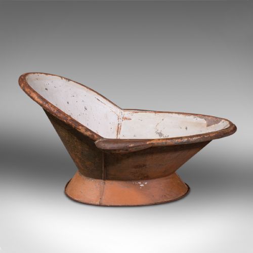 TWO ANTIQUE HIP BATHS ENGLISH TIN PLANTER JARDINIERE VICTORIAN C1900 - ADDITIONAL PHOTO 3