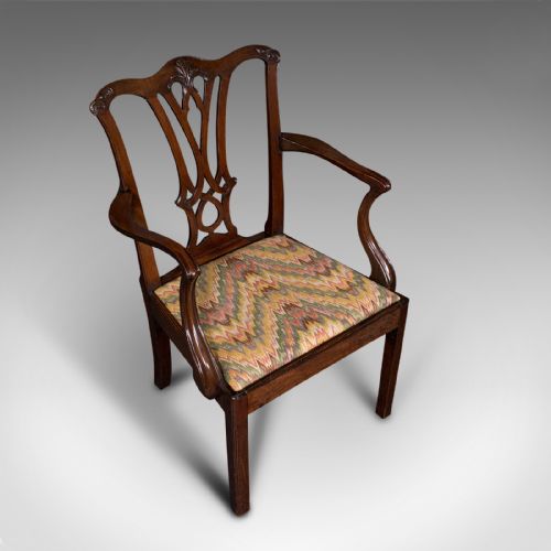 fig 5. Antique Elbow Chair, English, Carver, After Chippendale, Georgian, Circa 1800