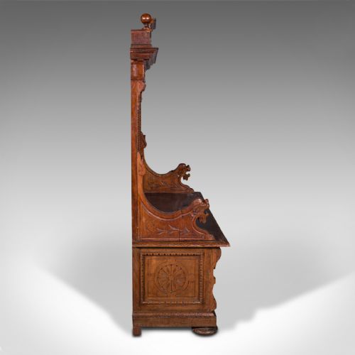 LARGE ANTIQUE HALL SETTLE ITALIAN PINE WALNUT BENCH PEW VICTORIAN C1850 - ADDITIONAL PHOTO 3