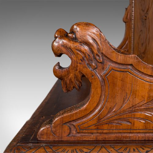 LARGE ANTIQUE HALL SETTLE ITALIAN PINE WALNUT BENCH PEW VICTORIAN C1850 - ADDITIONAL PHOTO 8