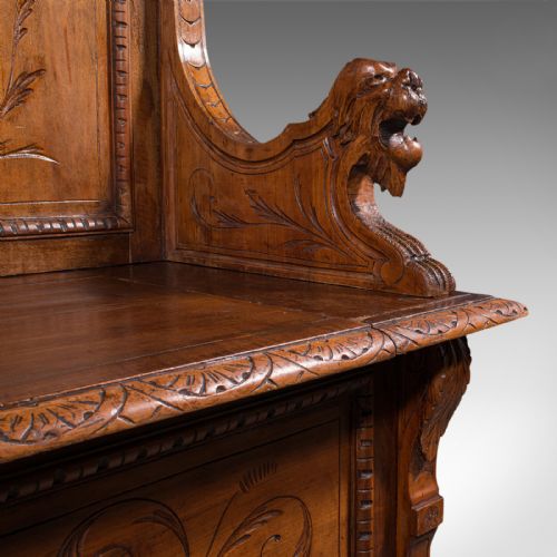 LARGE ANTIQUE HALL SETTLE ITALIAN PINE WALNUT BENCH PEW VICTORIAN C1850 - ADDITIONAL PHOTO 10