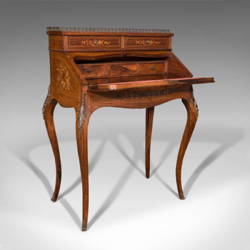 fig 1. Antique Bureau De Dame, French, Walnut, Victorian, C.1880