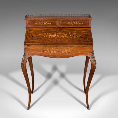 fig 2. Antique Bureau De Dame, French, Walnut, Victorian, C.1880