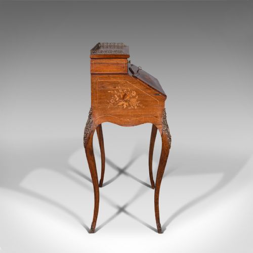 fig 3. Antique Bureau De Dame, French, Walnut, Victorian, C.1880