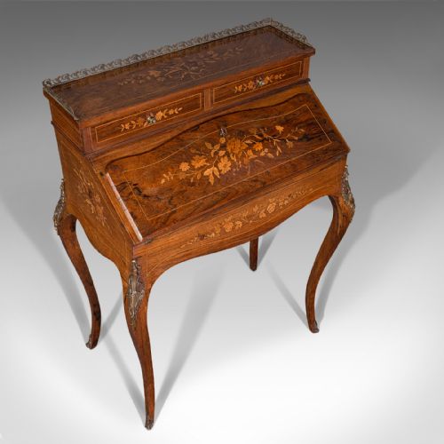 fig 5. Antique Bureau De Dame, French, Walnut, Victorian, C.1880