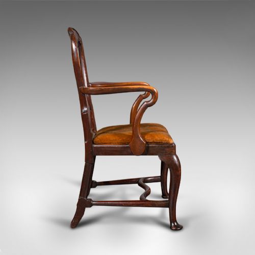 fig 3. Antique Marquetry Elbow Chair, Dutch, Beech, Fruitwood, Carver, Georgian, C.1800