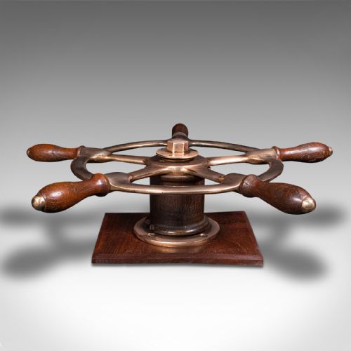 fig 2. Mid-Century Ship's Wheel, English, Bronze, Decorative Maritime Helm