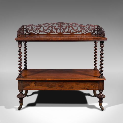fig 1. Antique Decorative Whatnot, English, Two Tier Canterbury Stand, Regency, C.1830