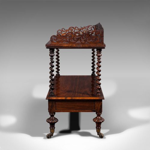 fig 3. Antique Decorative Whatnot, English, Two Tier Canterbury Stand, Regency, C.1830