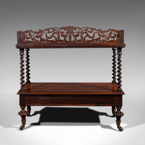fig 4. Antique Decorative Whatnot, English, Two Tier Canterbury Stand, Regency, C.1830