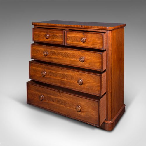 fig 2. Antique Tallboy, English, Flame, Grand Chest of Drawers, Victorian, Circa 1860
