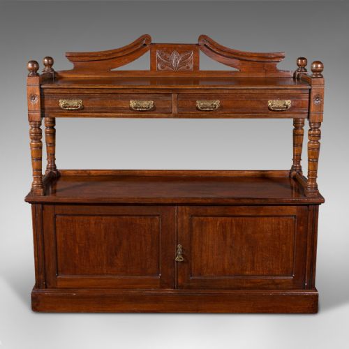 fig 1. Large Antique Buffet, English, Walnut, Server, Sideboard, Victorian, Circa 1870