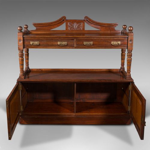 fig 2. Large Antique Buffet, English, Walnut, Server, Sideboard, Victorian, Circa 1870