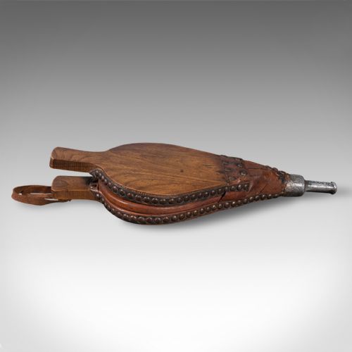 fig 3. Set of Antique Fireside Bellows, English, Elm, Leather, Fireplace, Victorian