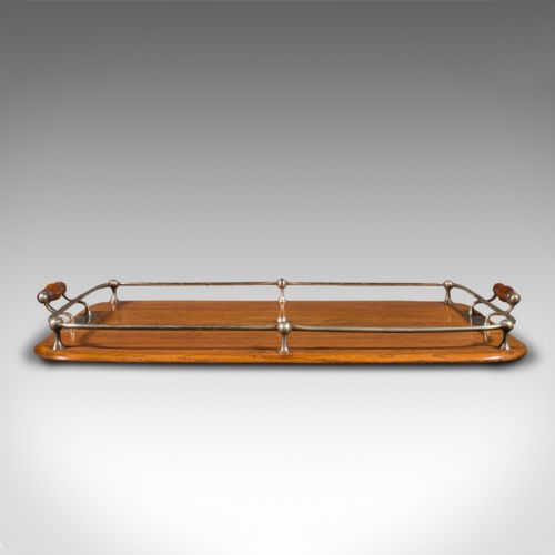 fig 2. Antique Afternoon Tea Tray, English, Oak, Serving Platter, Edwardian, Circa 1910